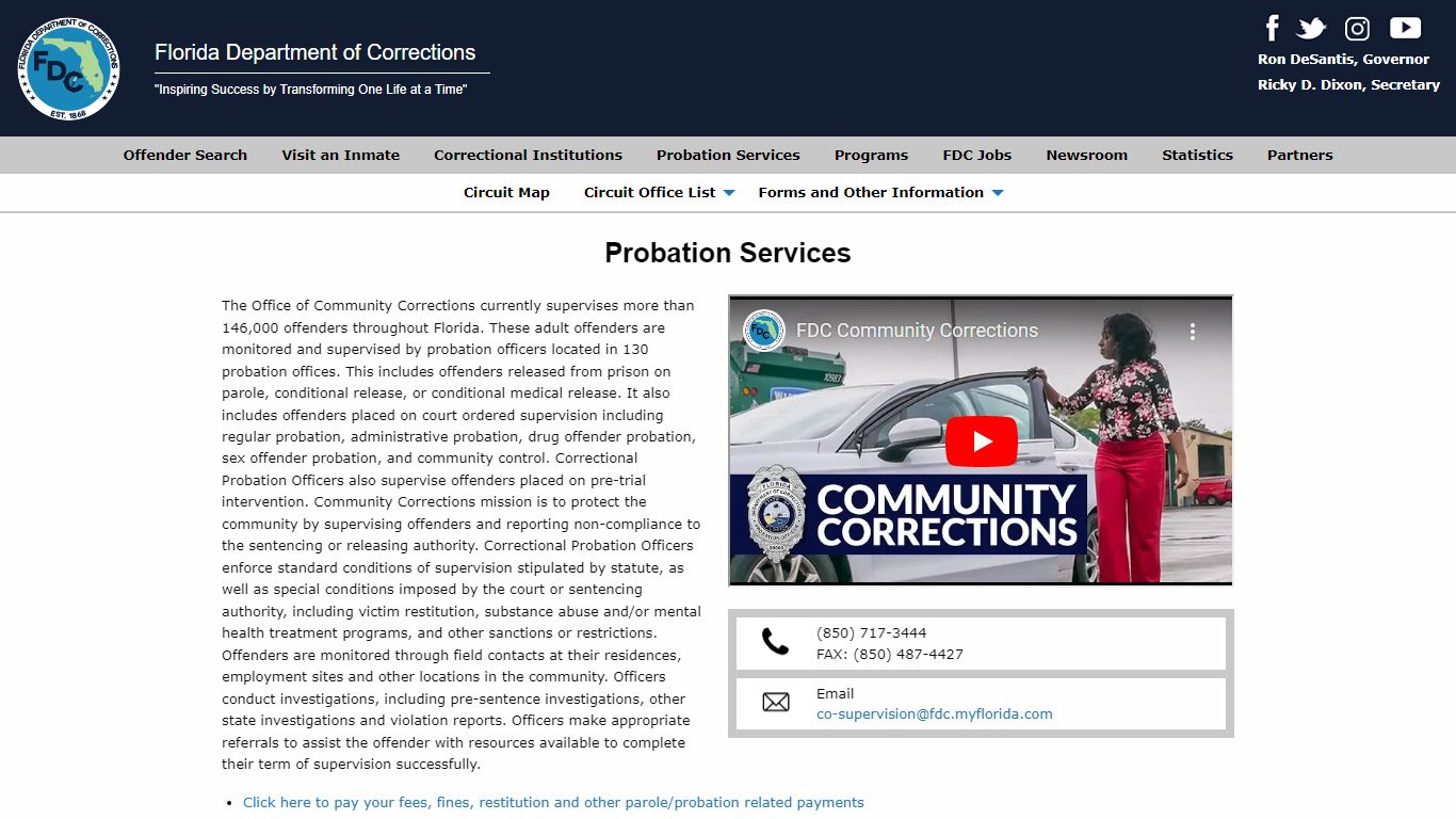 Probation Services -- Florida Department of Corrections